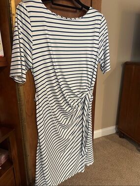 NWOT Lands' End Blue & White Striped Midi Dress with Side Knot

NEVER WORN